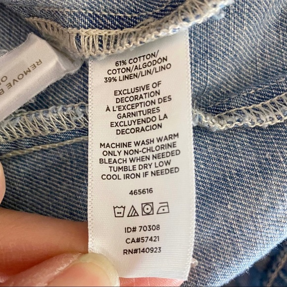 LOFT Embroidered Lace Boho Cotton / Linen Chambray Shorts 14/32 Elastic Waist - Picture 9 of 10